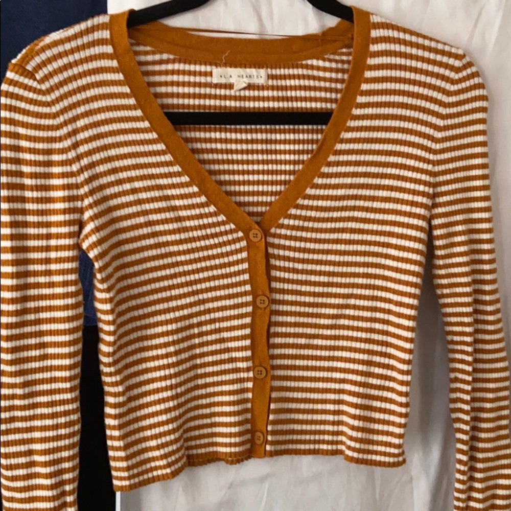 Mustard and cream rubbed cropped sweater